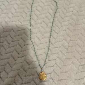 Gold and Green Pendant Necklace